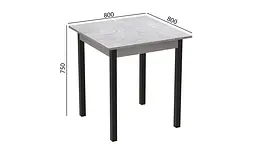 Стіл кухонний Ferrum-decor Дієго 75x80x80 Чорний ДСП Бетон 16мм (FRD-105578) - мініатюра 3