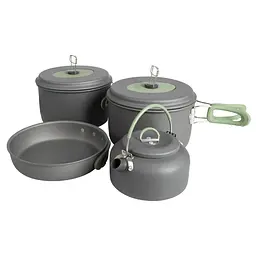 Набір посуду Bo-Camp Explorer XL 4 Pieces Hard Anodized Grey/Green (2200249) - мініатюра 1