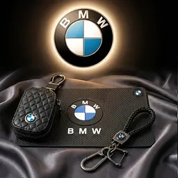 Автонабір №8 для BMW килимок / плетений брелок з карабіном і чохол для автоключів