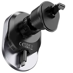 Тримач із бездротовим зарядним Hoco HW12 Guardian magnetic wireless air outlet 15W - мініатюра 2
