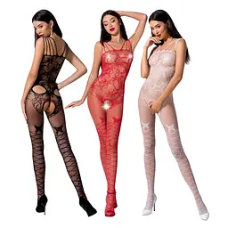 Ажурний бодістокінг з інтимними вирізами Passion BS076 white - мініатюра 3