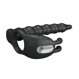 Кільце-насадка для подвійного проникнення - Pretty Love Blackney Vibrating Enhacer Black - мініатюра 6