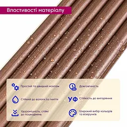 Рейка декоративна Wall Sticker WPC кругла стінова 3000х152х15 мм Каштан SW-00001872 - мініатюра 4