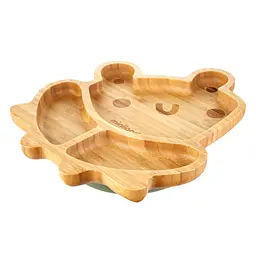 Дитяча бамбукова секційна тарілка Miniland Wooden Plate Frog, на присосці, коричневий із зеленим - мініатюра 4