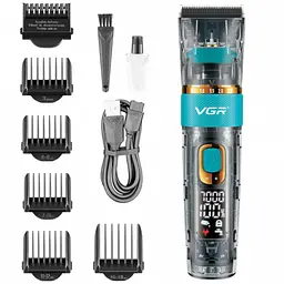 Акумуляторна машинка для стрижки волосся + 6 насадок, з USB, VGR V-695 / Бездротовий тример для стрижки - мініатюра 2