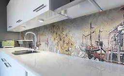 Вініловий кухонний фартух Яхти і квіти наклейка для кухні ПВХ море Абстракція Бежевий Happy Pocket Z181495 - мініатюра 6