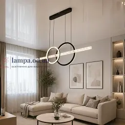 Сучасний підвісний LED світильник Diasha 1106/2+1BK чорний 72W 120 см кільця до 20 м2 - мініатюра 1