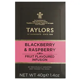 Чай ягідно-трав'яний Taylors of Harrogate Blackberry&Raspberry 40 г (20 шт. по 2 г) (895595)