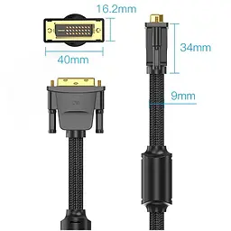 Кабель DVI-D 24M - 24M, 8.0 м, 2K 60Hz обплетення, з феритами Vention - мініатюра 5