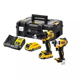 DeWALT Набір із двох акумуляторних інструментів DeWalt 18В XR дриль-шурупокрут DCD709 шурупокрут ударний DCF80 акб 2х2А·год ЗП та кейс 5.9кг