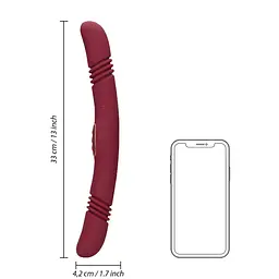 Вібратор Loveline Double-Sided Thrusting 33 см бордовий - мініатюра 4