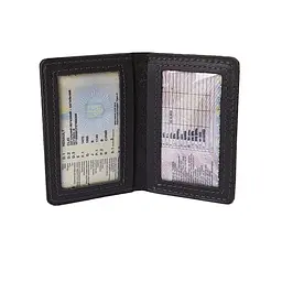 Шкіряна обкладинка для id паспорта, автодокументів GS чорна (об 003 черн) 100 - мініатюра 2