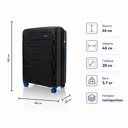 Валіза з розширенням Snowball 20303 середня 71л чорна (20303-M-Black) - мініатюра 2