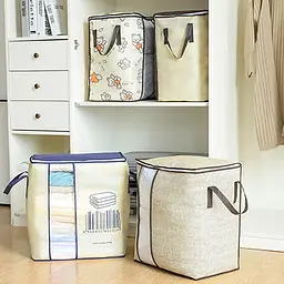 Органайзер – мішок для зберігання Classic Clothes Storage · Складаний кошик для білизни та одягу з кришкою та ручками - мініатюра 6