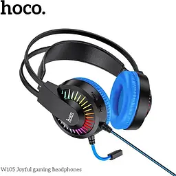 Навушники Hoco LED Joyful Gaming Headphones W105 чорно-сині - мініатюра 3