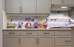 Вініловий кухонний фартух Райдужні Гори Візерунки наклейка для кухні ПВХ Абстракція Рожевий Happy Pocket Z181753 - мініатюра 5