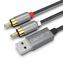 Аудіокабель Cubilux USB — RCA з 384 кГц/24-бітним ЦАП, USB A Male to 2 Male RCA Stereo AUX Cord, 2RCA Auxillary Cable