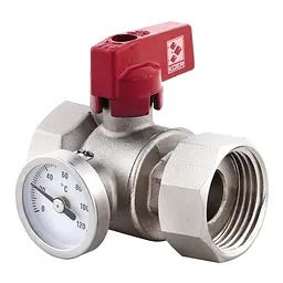 Кран ГГМ з накидною гайкою з термометром Koer KR.1034 - 1" прямий KR2892 - мініатюра 3