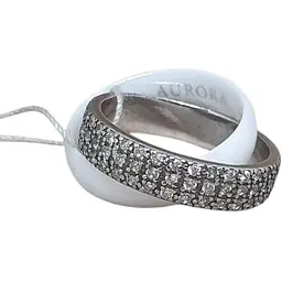 Срібне кільце Aurora з керамікою і фіанітами. С1109Б 17,5