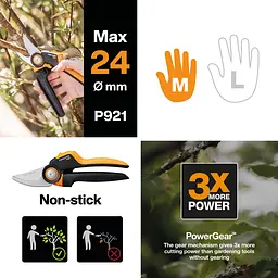 Секатор Fiskars X-series P921 до 24 мм Bypass до 24 мм (1057173) - мініатюра 2