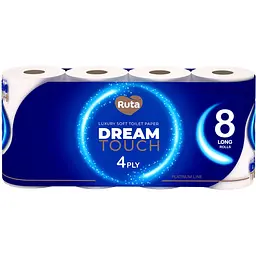 Папір туалетний Ruta Dream touch 4 шари 8 рулонів білий 