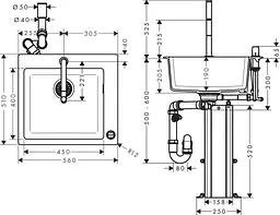 Кухонна мийка Hansgrohe Сombi C51-F450-06 560x510 Select із змішувачем хром 43217000, Чорний - мініатюра 5