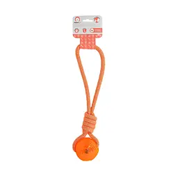 Іграшка для собак Misoko&Co Веревка з м'ячем orange 43 cm - мініатюра 2