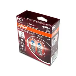Комплект галогенових ламп OSRAM 64151NL-2HB H3 Night Breaker LASER +150% 55W 12V Pk22s (2 шт) - мініатюра 4