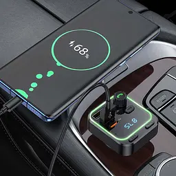 АЗП FM модулятор Borofone BC53 Highway PD20W+QC3.0 (2USB-A/1C) Black - мініатюра 5