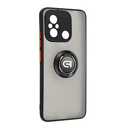 Чехол с кольцом-держателем для Xiaomi Redmi 12C, Frosted Matte Ring, черный, защитная панель с матовой задней стенкой, противоударный чехол с защитой всего корпуса, TPU + поликарбонат (PC), с защитой камеры, ArmorStandart (ARM68370)
