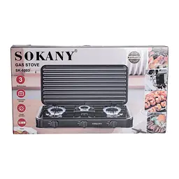 Настільна газова плита Sokany SK-6003W 3 конфорки 5.5 кВт міні під балонний газ Білий  - мініатюра 10
