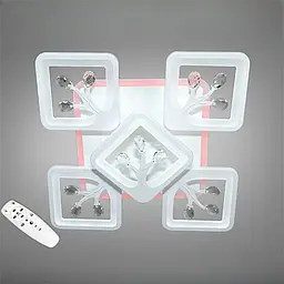 Сучасна стельова LED-люстра для спальні Diasha S8157/4+1WH LED 3color — біла, 90 Вт, 43×43 см