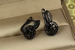 Сережки Xuping Jewelry атракціон з камінцями чорне покриття блек ган 1.9 см - мініатюра 4
