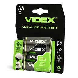 Батарейка лужна Videx LR6/AA 4шт Blister Card VIDEX (21163-000)