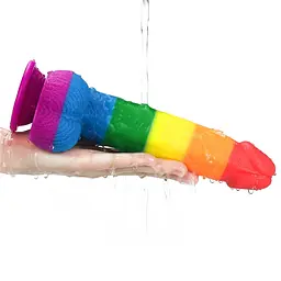 Фалоімітатор LoveToy 9'' Prider 22.5 см райдужний - мініатюра 11