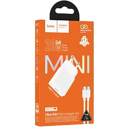 МЗП Hoco N72 Speed ultra-thin PD20W (1USB-C) + кабель Type-C to Type-C White - мініатюра 2