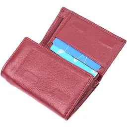 Шкіряний жіночий гаманець у три складання ST Leather 22489 бордовий - мініатюра 8
