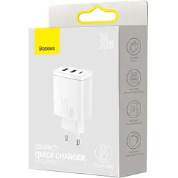 Зарядний пристрій Baseus Compact Quick Charger 2U + C 30W EU White (CCXJ-E02) - мініатюра 2