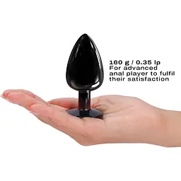 Металева анальна пробка з кристалом Dorcel Diamond Plug Black L - мініатюра 3
