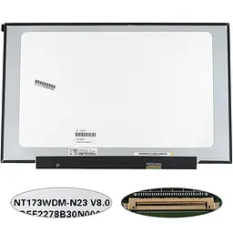 Матриця 17.3 NT173WDM-N23 (1600*900 30pin(eDP) LED SLIM(без планок та вушок) матова роз'єм праворуч знизу) для ноутбука