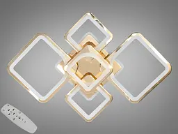 Люстра стельова LED Diasha 8060/2+3G, 95W, 3200K-6500K, золото, сучасний стиль, з пультом, диммером, підсвіткою