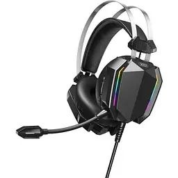 Ігрові накладні навушники XO-GE-07 Static RGB Long mic USB+Dual 3.5mm, 2.2м, Чорний