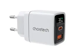 Мережевий зарядний пристрій Choetech PD6052 35 W GAN White (PD6052-EU-WH) - мініатюра 1