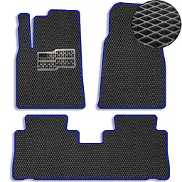 Килимки в салон EVA для Chevrolet Captiva 2006-2010 з підп'ятником Чорні-Синій кант 5 шт
