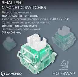 Механічна ігрова клавіатура GamePro MK-160-B MAX USB Hot-Swap Outemu Magnetic Switch Black-White - мініатюра 6