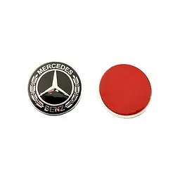 Емблема капота Mercedes-Benz чорна+хром d=57мм (на скотчі) - мініатюра 2