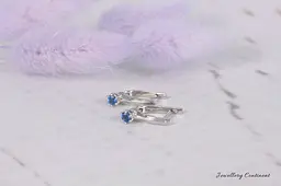 Сережки з білого золота з сапфірами S-0087 - мініатюра 3