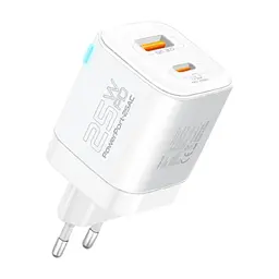 Зарядний пристрій Promate USBC PD25W + USBA QC3.0 18W White (powerport-25ac.white) - мініатюра 9