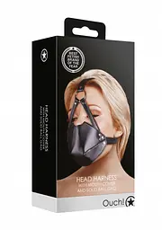 Маска-кляп Head Harness with Mouth Cover and Solid Ball Gag - Black Ouch! 36-OU895BLK 100291 - мініатюра 1