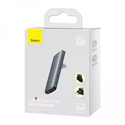 Зарядний пристрій Baseus GaN5 Pro Ultra-Slim 65W 1Type-C+1USB+Cable Type-C to Type-C 100W CCGP150113 Grey - мініатюра 6